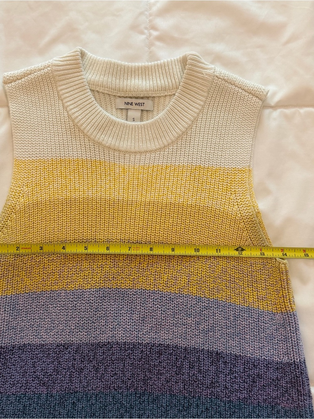 Nine West Cream, Yellow, Purple & Blue Striped Knit Tank - Picture 3 of 5